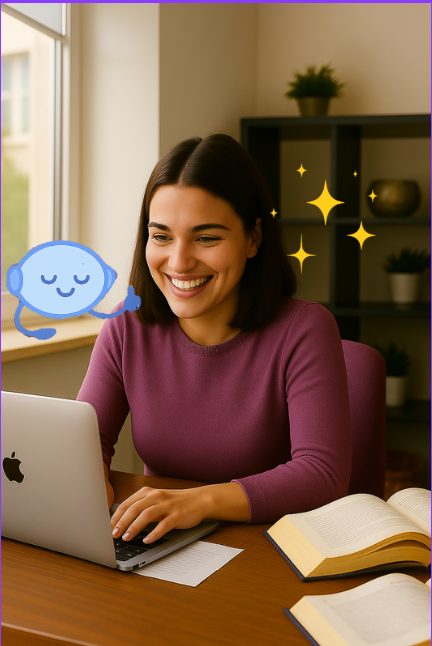 Student feeling happy and engaged with MLumina AI - Guided Critical Thinking Solution